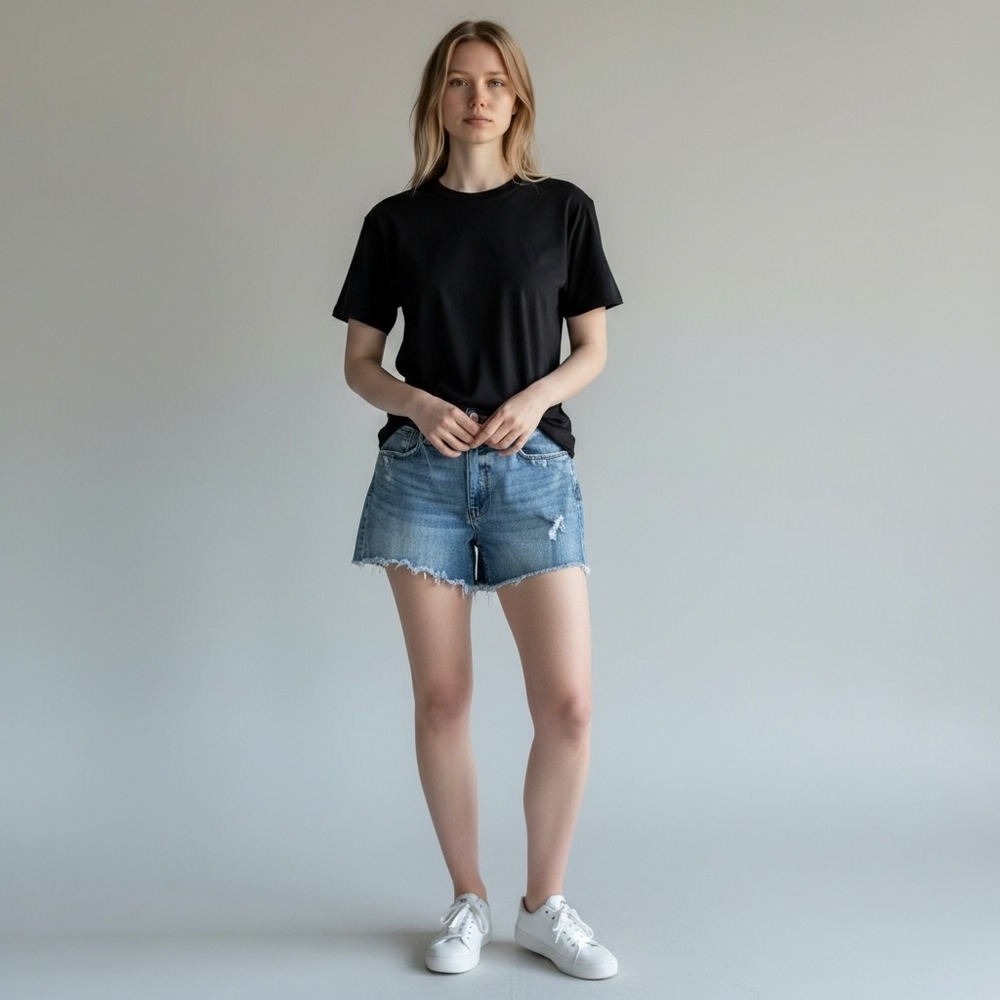 Evereve Shorts Womens 25 Blue Denim The Ever Short Distressed Cut Off